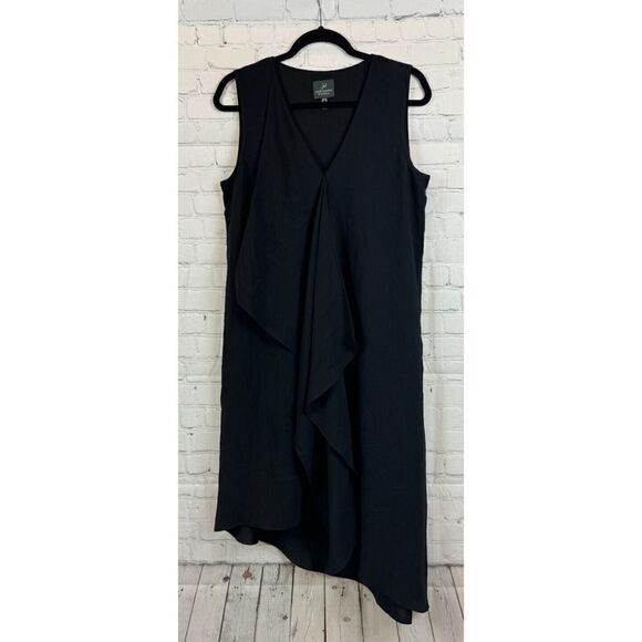 ADRIANNA PAPELL black frill sleeveless dress size 12 - Picture 1 of 8